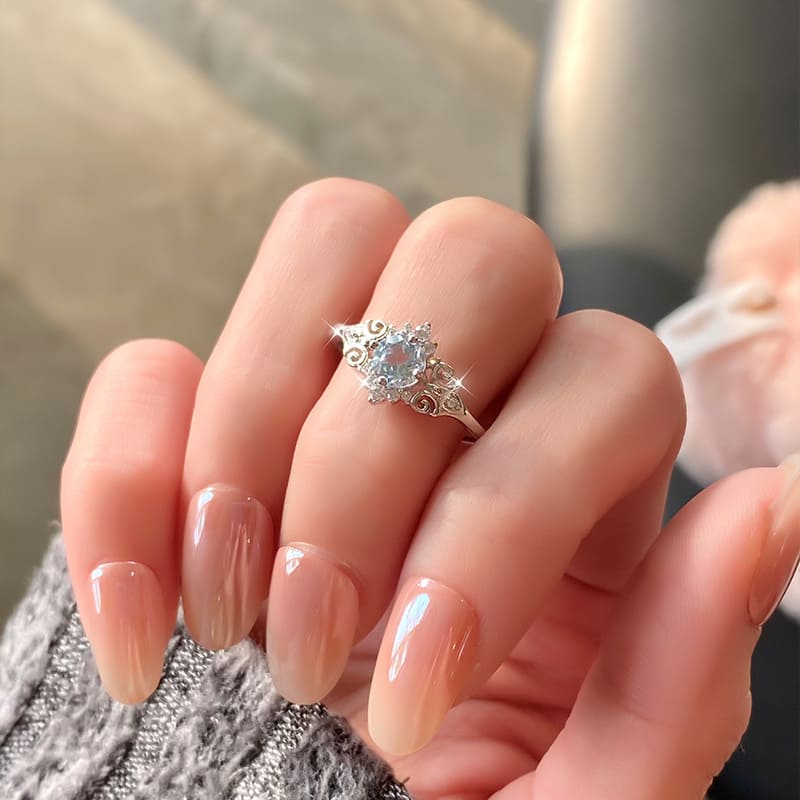 Forever Love Round Gemstone Ring – March and August Birthstone Ring in Silver