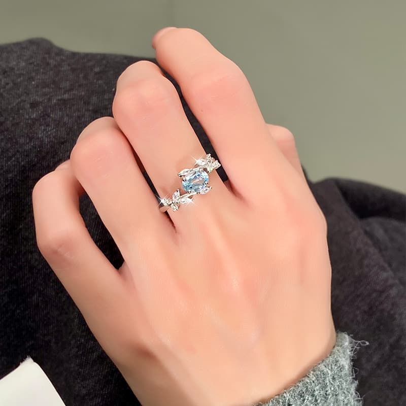 Round Cut Natural Gemstone Ring – Green Gemstone Ring in Sterling Silver