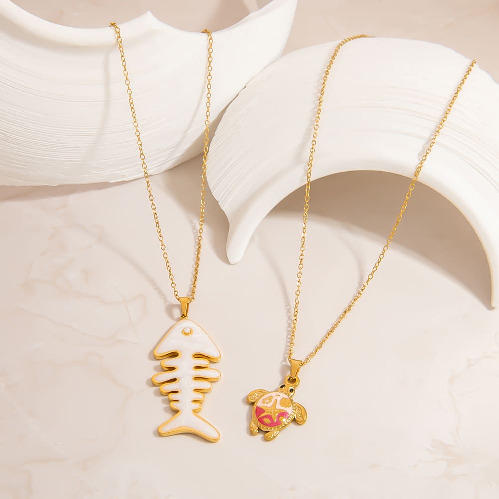 Ocean Theme Necklace – DIY Shell & Fish Charm with Pearl Accent