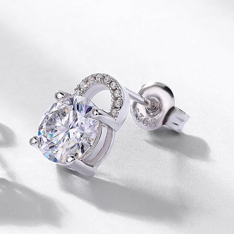 2.38CT Round Moissanite Pavé-Set Stud Earrings