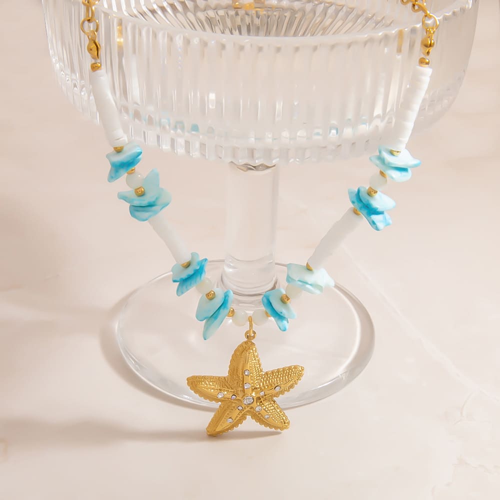 Christmas Gift Necklace – DIY Natural Stone Beach Shell & Starfish Choker