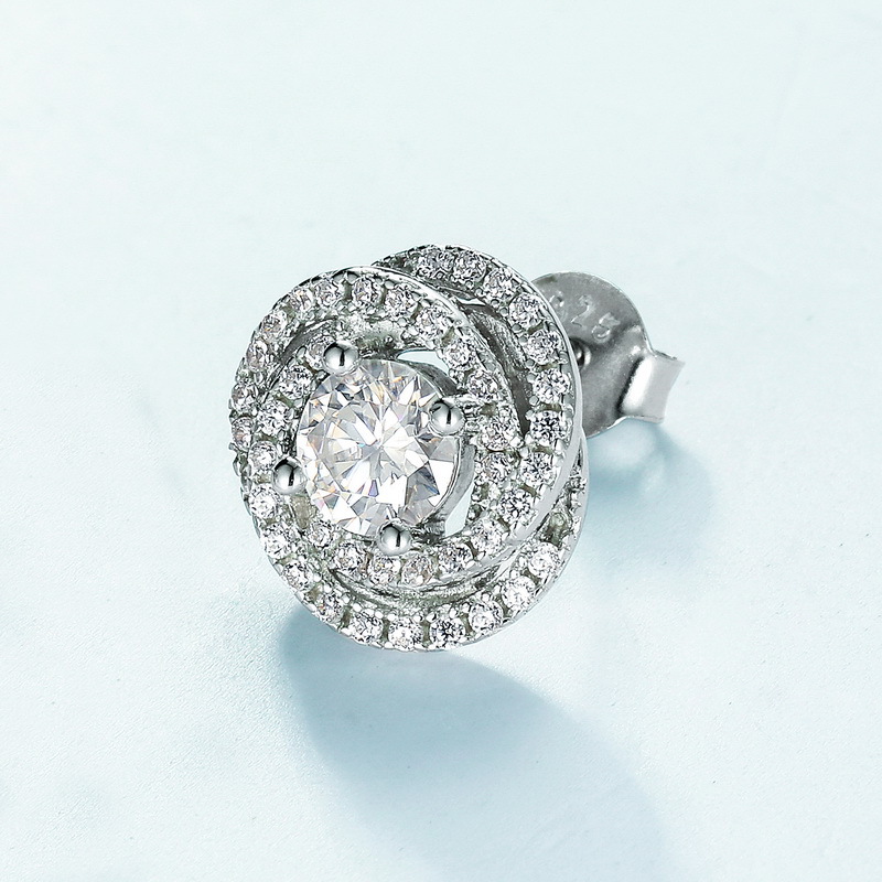 New Floral Sparkling Moissanite Stud Earrings – S925 Silver, Ultra-Brilliant Design