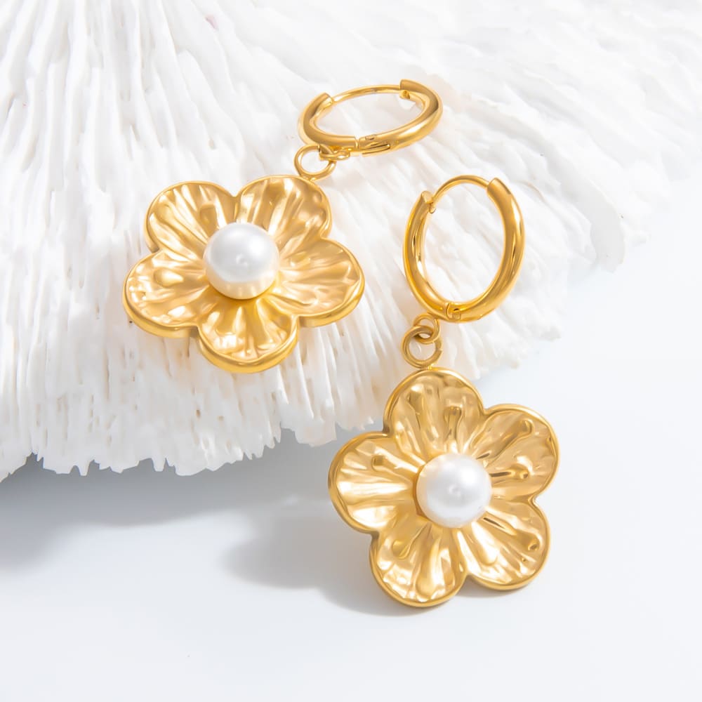 Flower Pearl Earrings – Fresh INS Style Floral Studs with Pearls