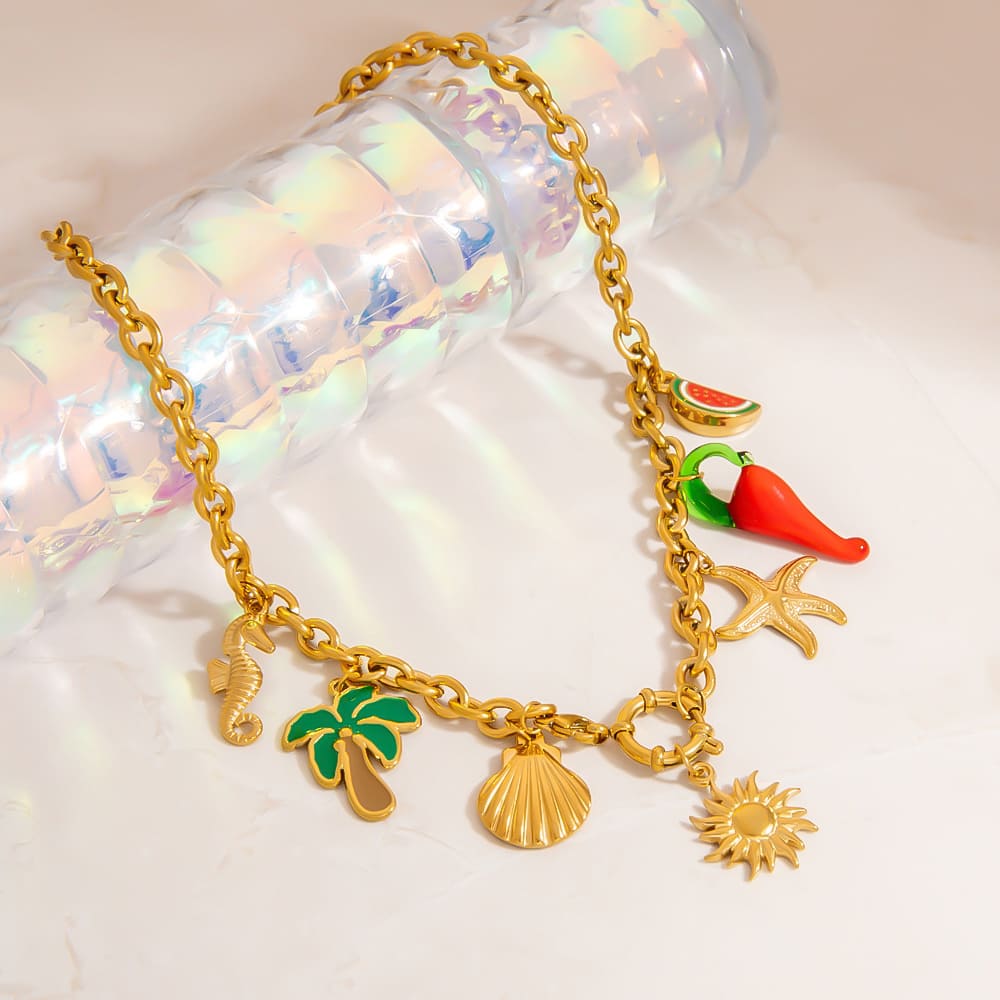 Simple Bridesmaid Necklace – Fun Summer DIY Pendant with Chili, Palm & Watermelon