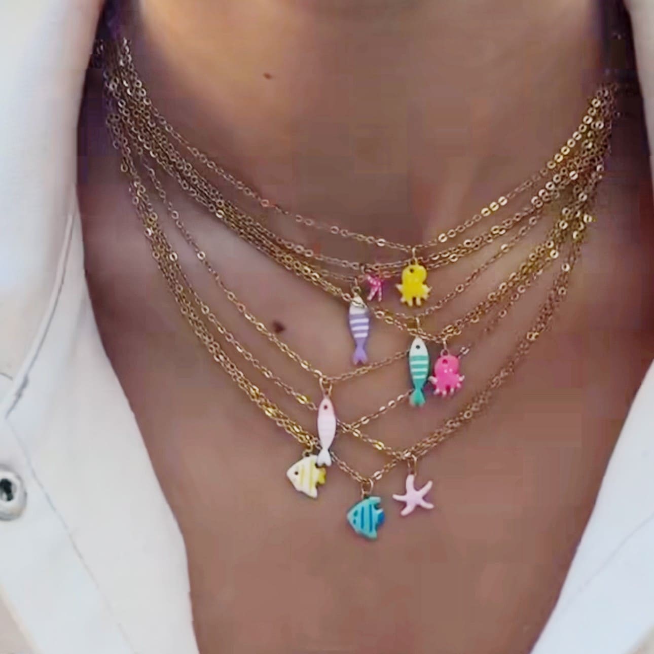 Trending Necklaces for Women – Minimalist Tropical Fish & Starfish Pendant Choker