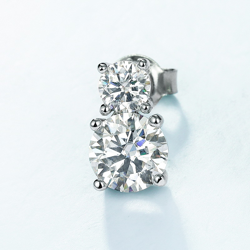 1ct Gourd-Shaped Moissanite Earrings – S925 Silver Double Stone & Colorful Gems