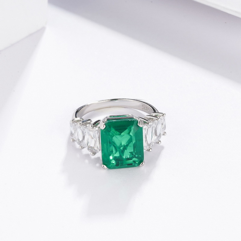Best Elongated Cushion Cut Engagement Rings – S925 Silver Lab Emerald