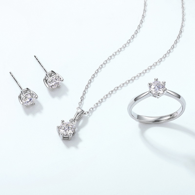 Minimalist S925 Silver 6-Prong Moissanite Stud Earrings – Wholesale for Export