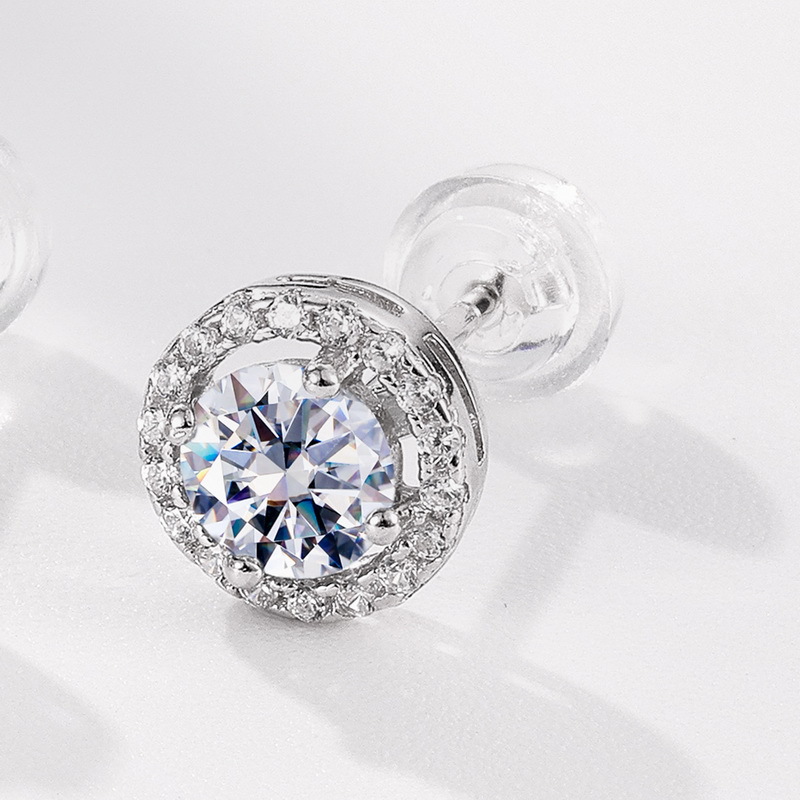 S925 Silver Moissanite Round Bezel Set Stud Earrings – Stylish & Elegant