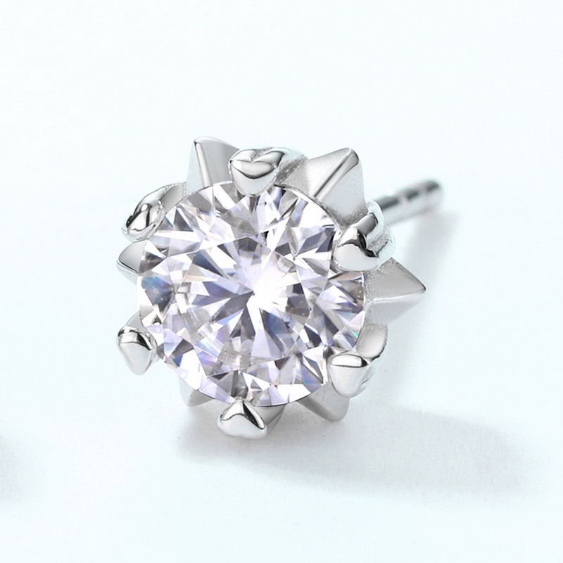 Moissanite Snowflake Stud Earrings – S925 Silver Elegant Gift for Mom