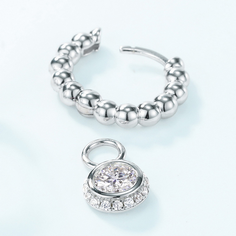 Detachable Moissanite Drop Earrings – S925 Silver with Colorful Stones