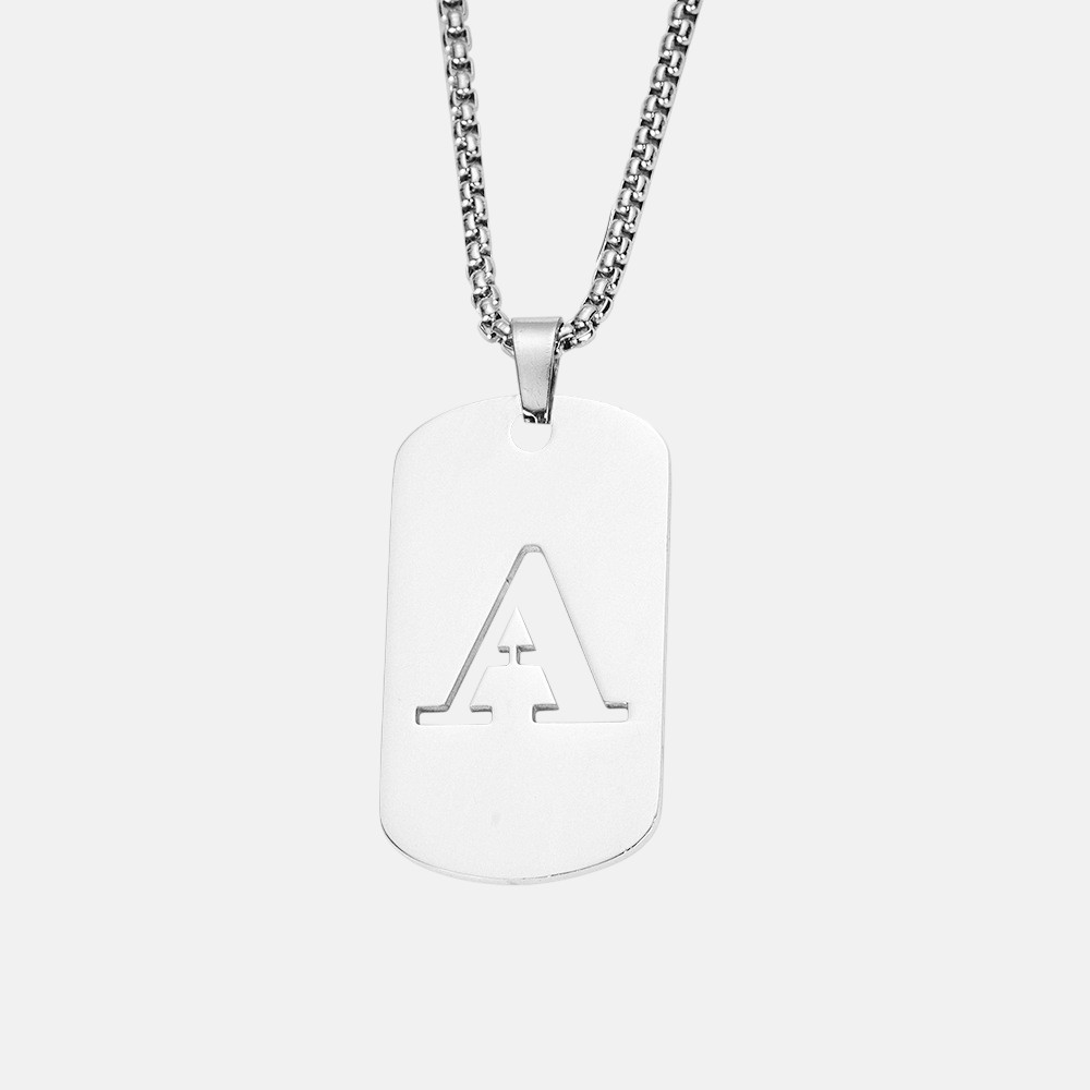 Initial Necklace – Stainless Steel Cutout Alphabet Letter Pendant