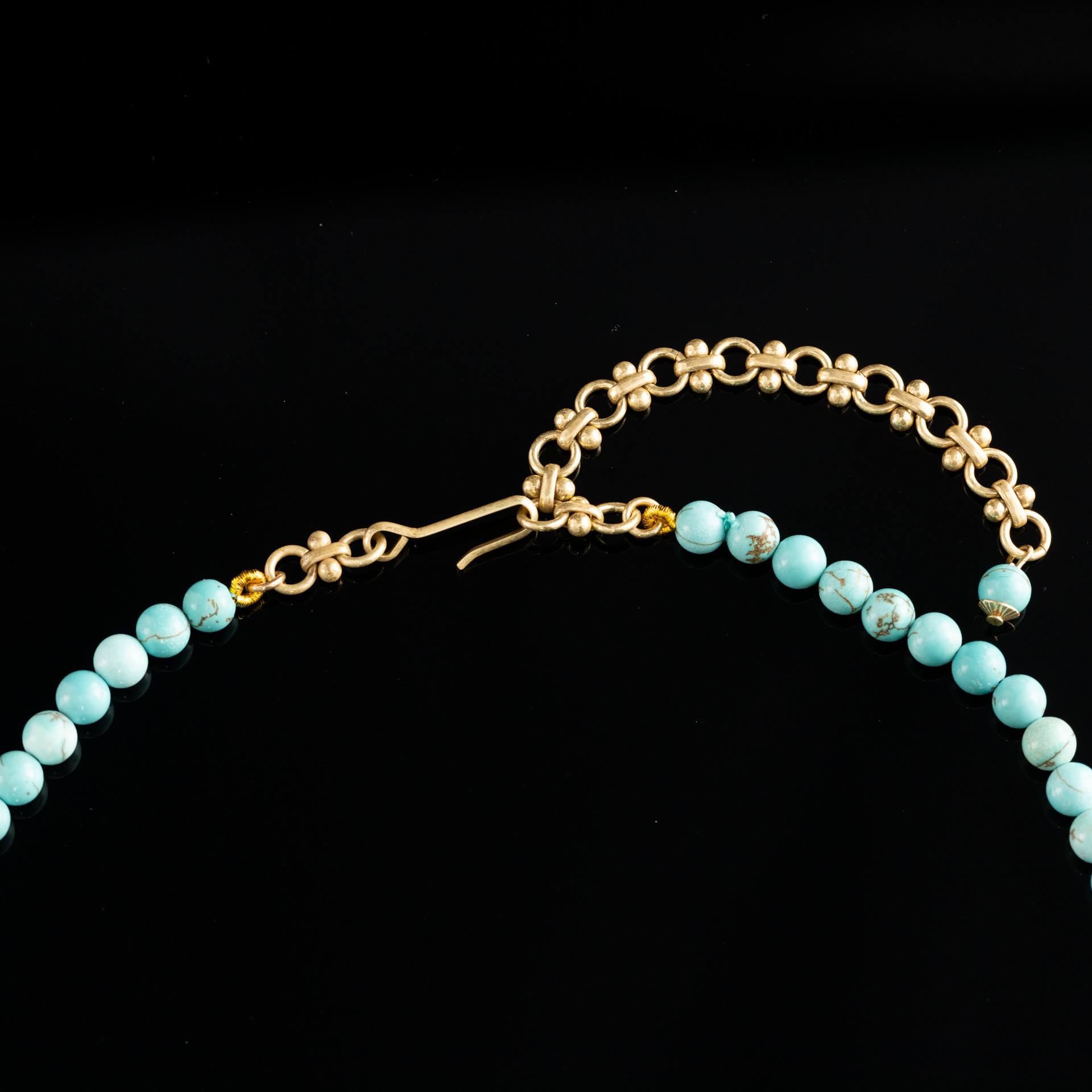 Pendant Necklace – Boho Turquoise Beaded Choker in Vintage Brass Style