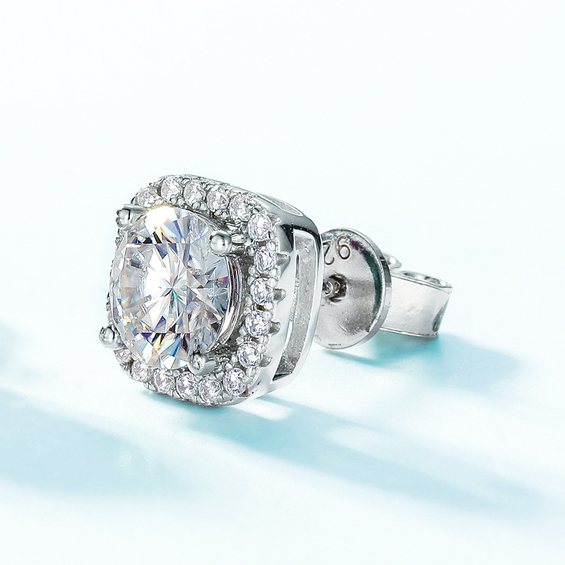 Dazzling Moissanite Stud Earrings – S925 Silver Birthstone Jewelry