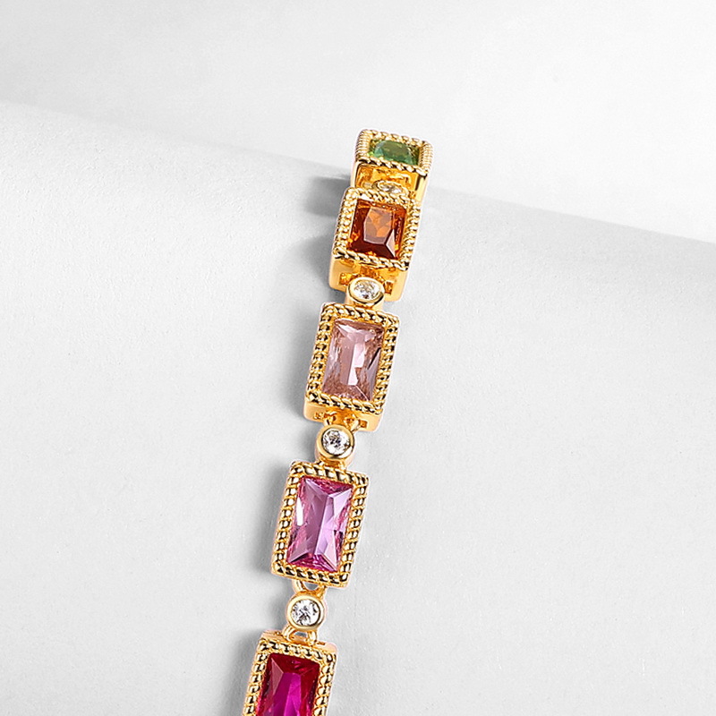 Colorful Bracelet – Gold Plated 925 Silver Rainbow Zircon Bracelet