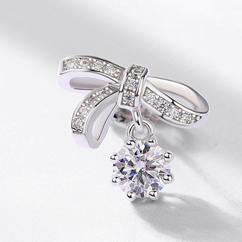 Bow Knot Moissanite Stud Earrings – S925 Silver Luxury Jewelry