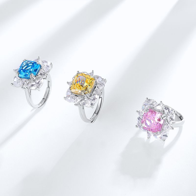 Aquamarine Ring Silver – 10mm Adjustable S925 Statement Birthstone Ring