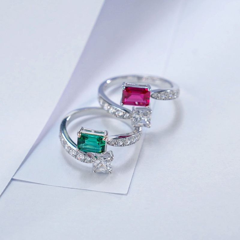  Ruby Heart Ring-Double Stone Ruby Heart Ring in 925 Sterling Silver