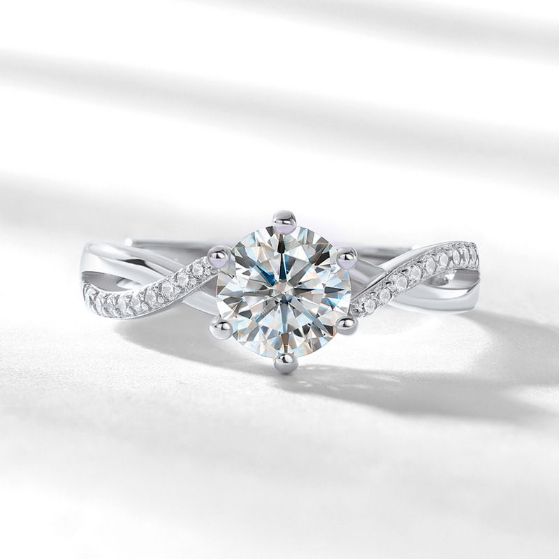 Adjustable Moissanite Ring in S925 Silver | April Birthstone Engagement Ring