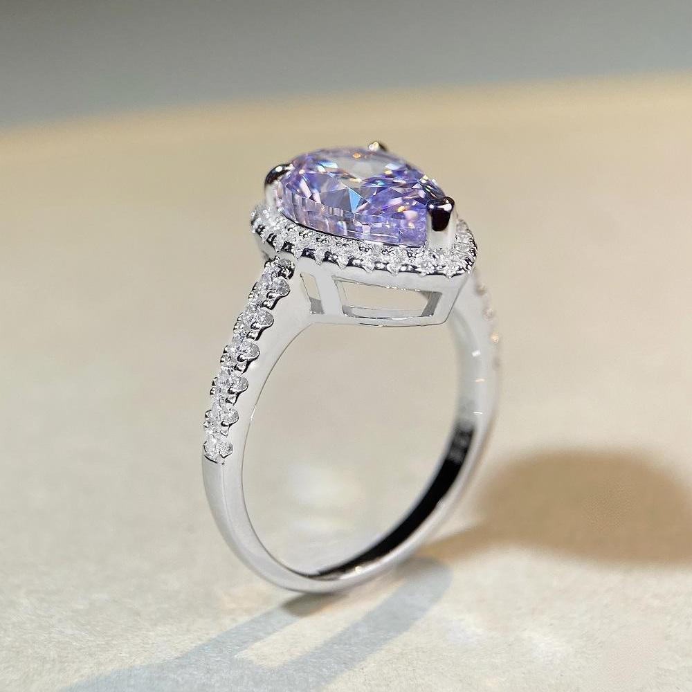 Pear-Cut Amethyst Ring - 925 Sterling Silver