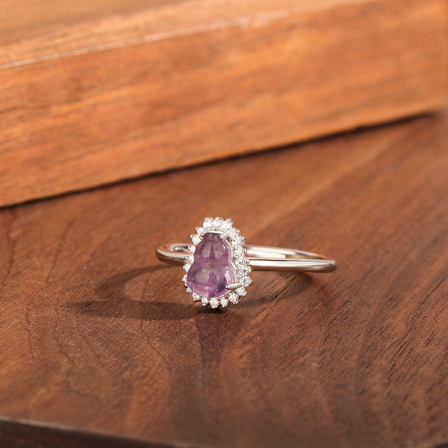 Amethyst Ring - Gourd Design in 925 Sterling Silver