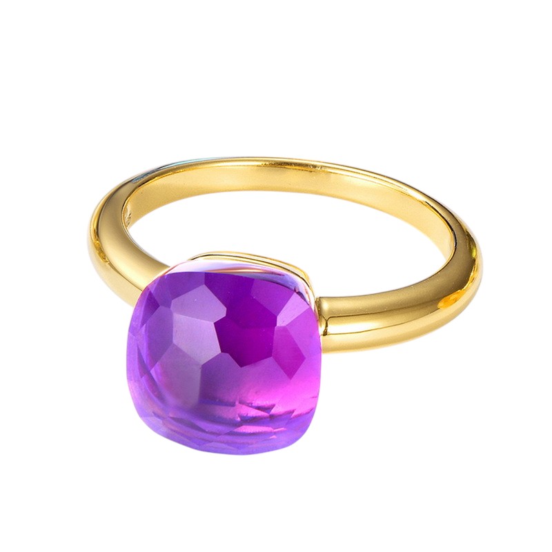 February birthstone candy ring with synthetic amethyst