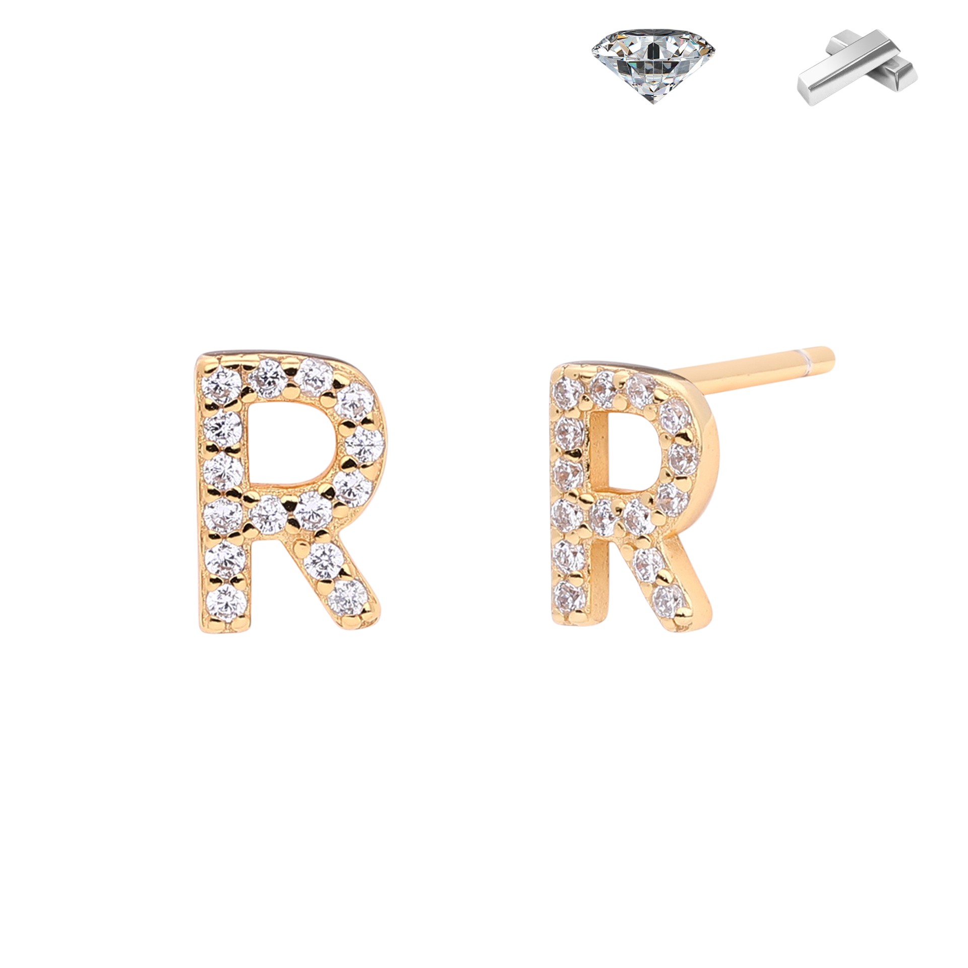 Letter Earrings – S925 Sterling Silver Alphabet Stud Earrings 