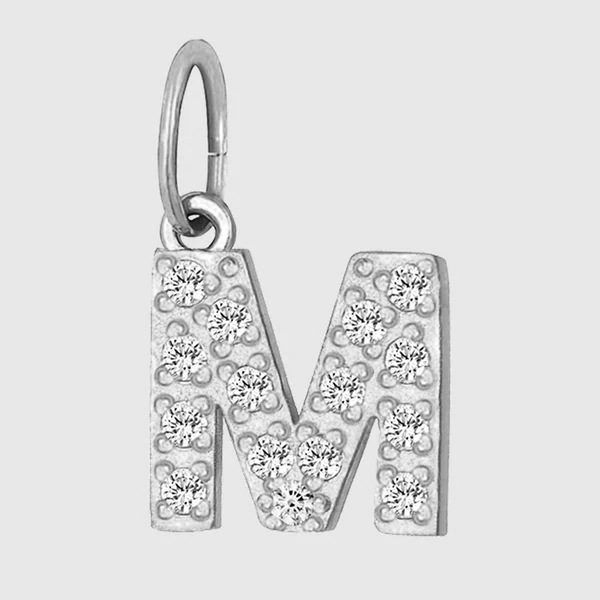 Initial Charm – Pave Full CZ Double Circle Alphabet Pendant for DIY Jewelry