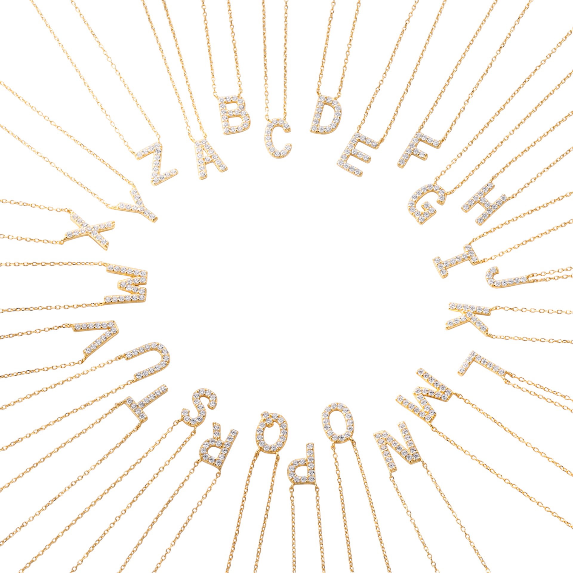 Initial Necklace – S925 Sterling Silver Dainty Pave Alphabet Pendant Necklace