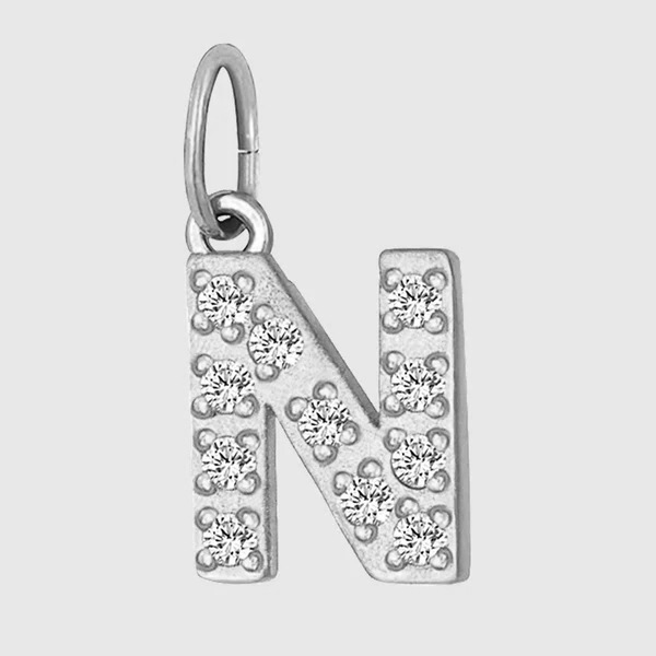 Initial Charm – Pave Full CZ Double Circle Alphabet Pendant for DIY Jewelry