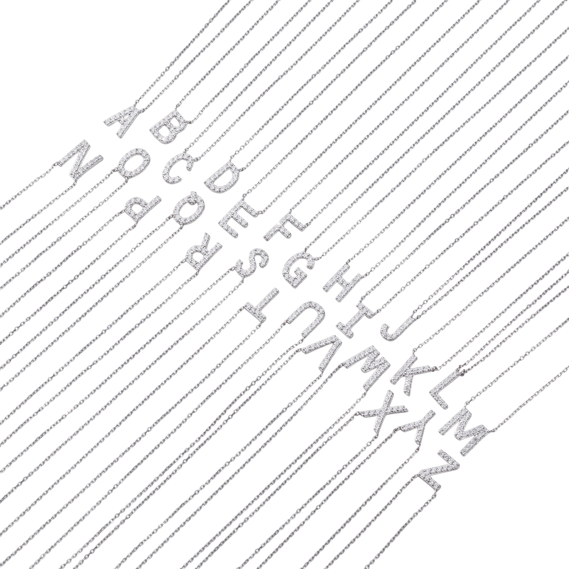 Initial Necklace – S925 Sterling Silver Dainty Pave Alphabet Pendant Necklace