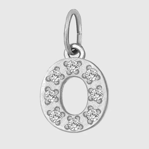 Initial Charm – Pave Full CZ Double Circle Alphabet Pendant for DIY Jewelry