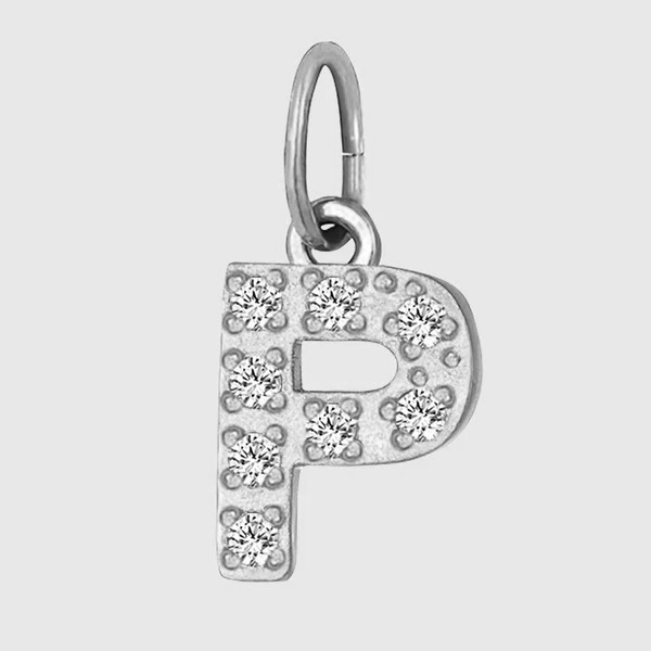 Initial Charm – Pave Full CZ Double Circle Alphabet Pendant for DIY Jewelry