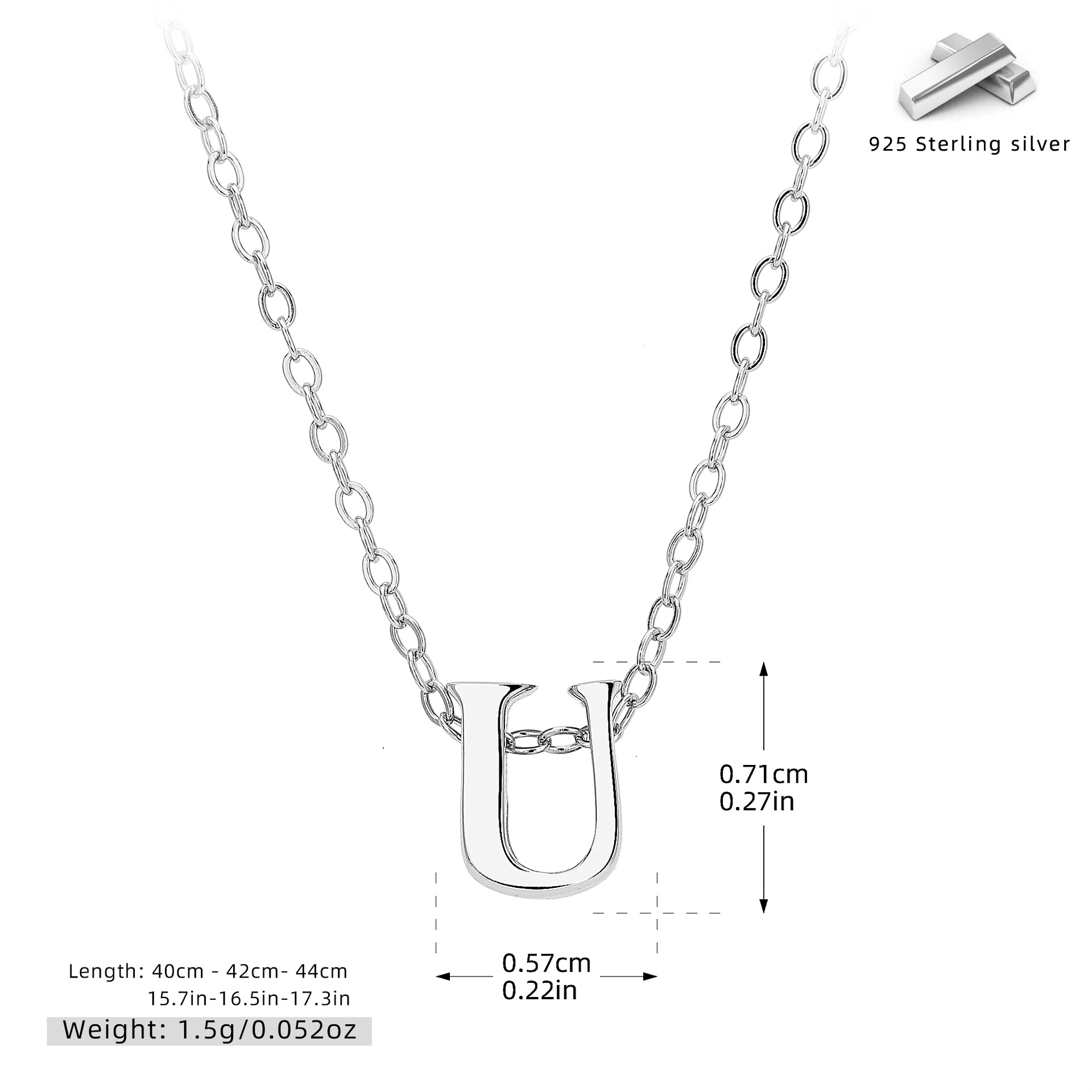 Initial Necklace – S925 Sterling Silver A–Z Alphabet Pendant Clavicle Chain