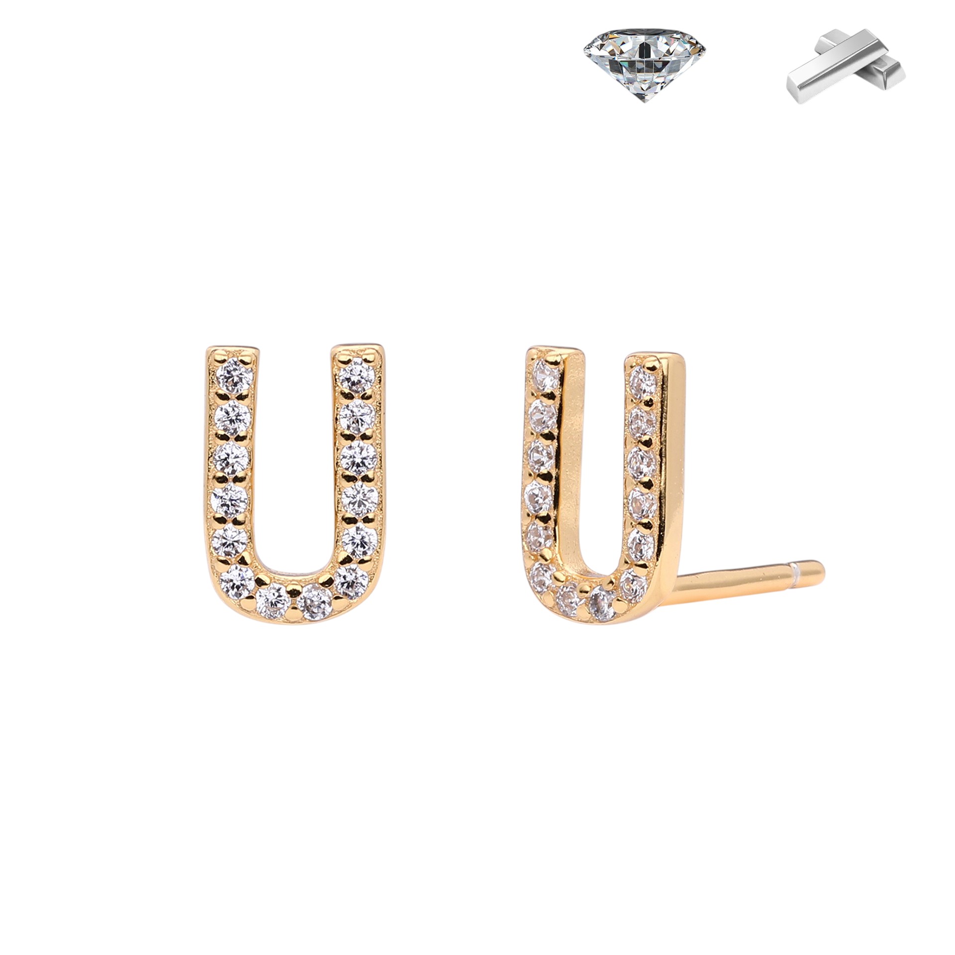 Letter Earrings – S925 Sterling Silver Alphabet Stud Earrings 