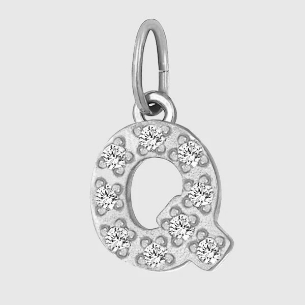 Initial Charm – Pave Full CZ Double Circle Alphabet Pendant for DIY Jewelry