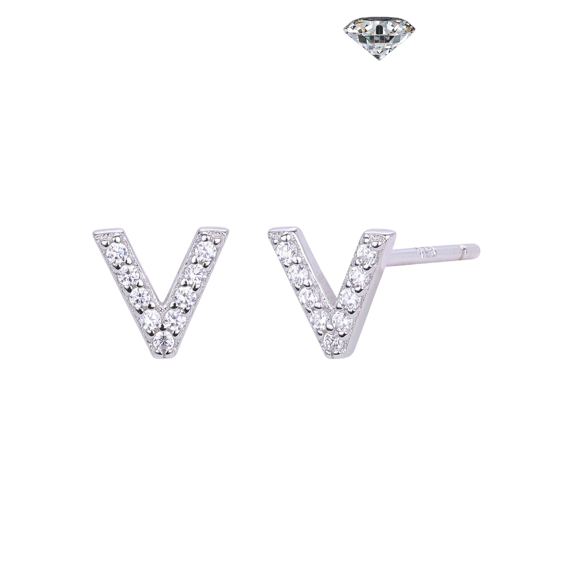 Letter Earrings – S925 Sterling Silver Alphabet Stud Earrings 