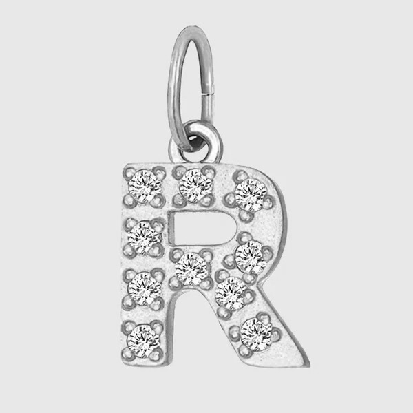 Initial Charm – Pave Full CZ Double Circle Alphabet Pendant for DIY Jewelry
