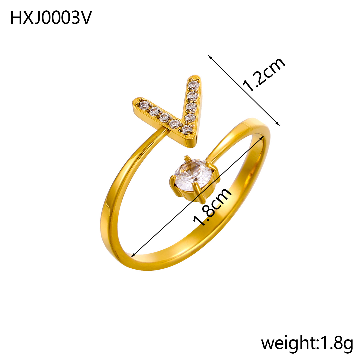 Initial Ring – Diamond-Studded Alphabet Open Ring for Women | Customizable