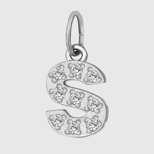 Initial Charm – Pave Full CZ Double Circle Alphabet Pendant for DIY Jewelry
