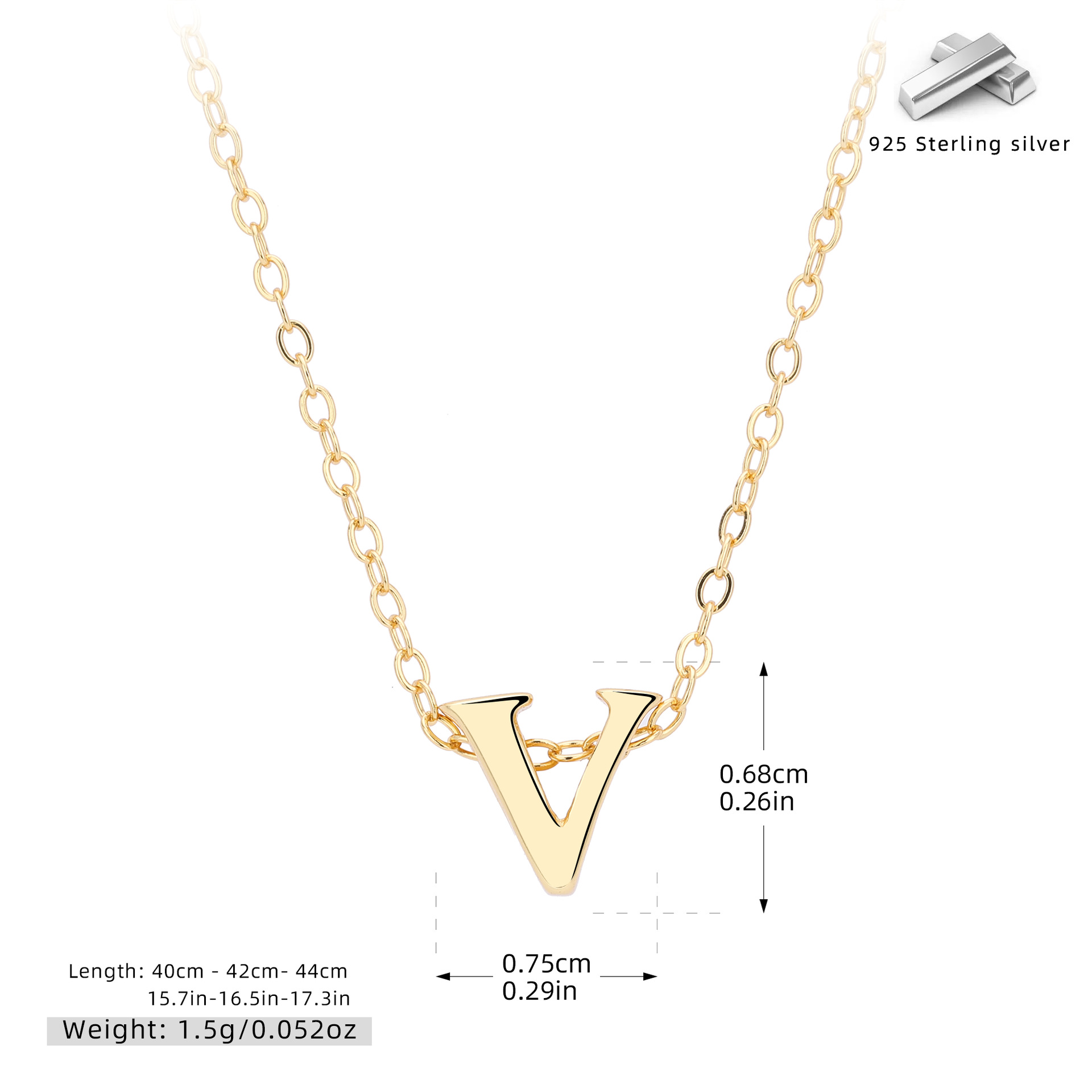 Initial Necklace – S925 Sterling Silver A–Z Alphabet Pendant Clavicle Chain