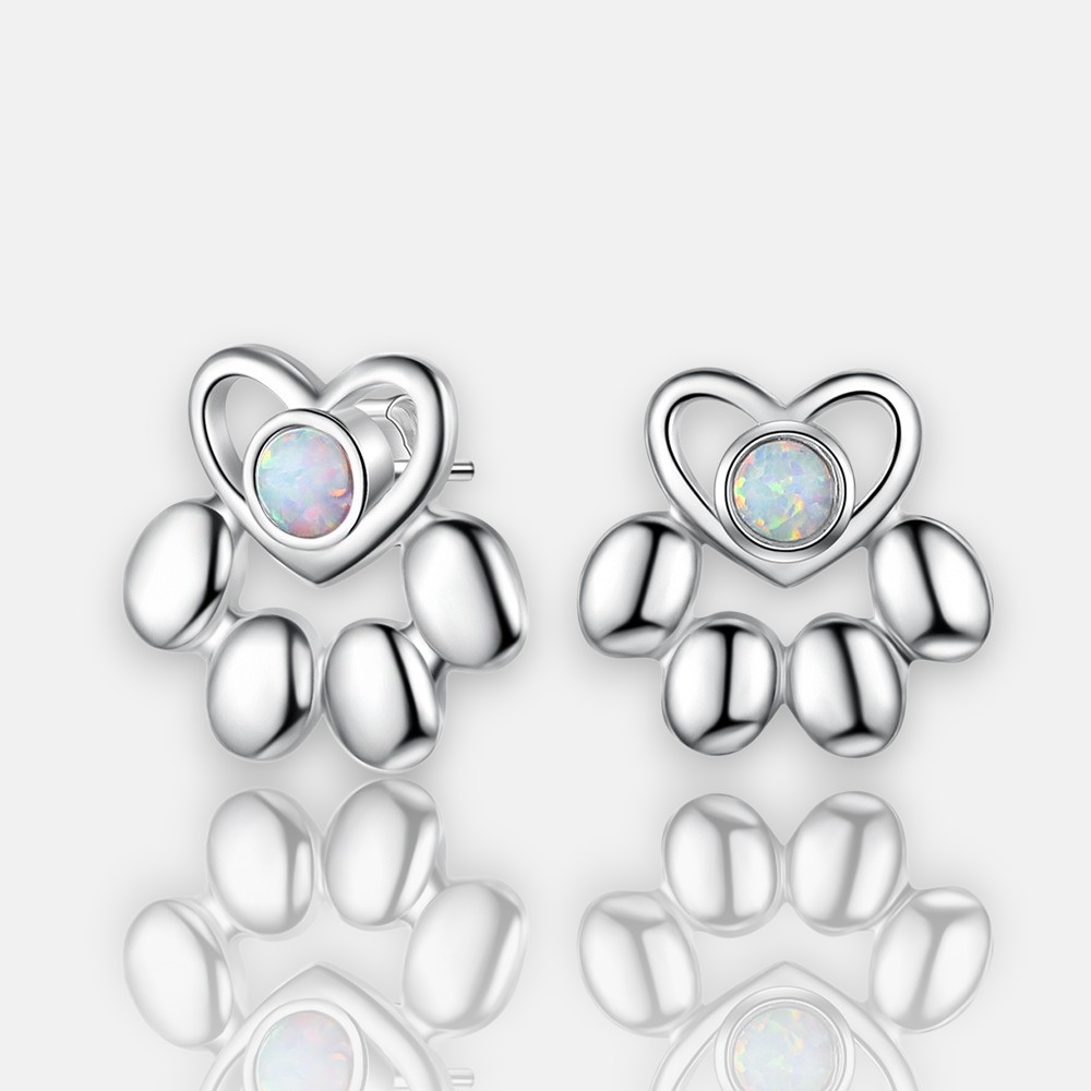 S925 Opal Earrings for Women, 13×12mm Iridescent Opal Stud Earrings