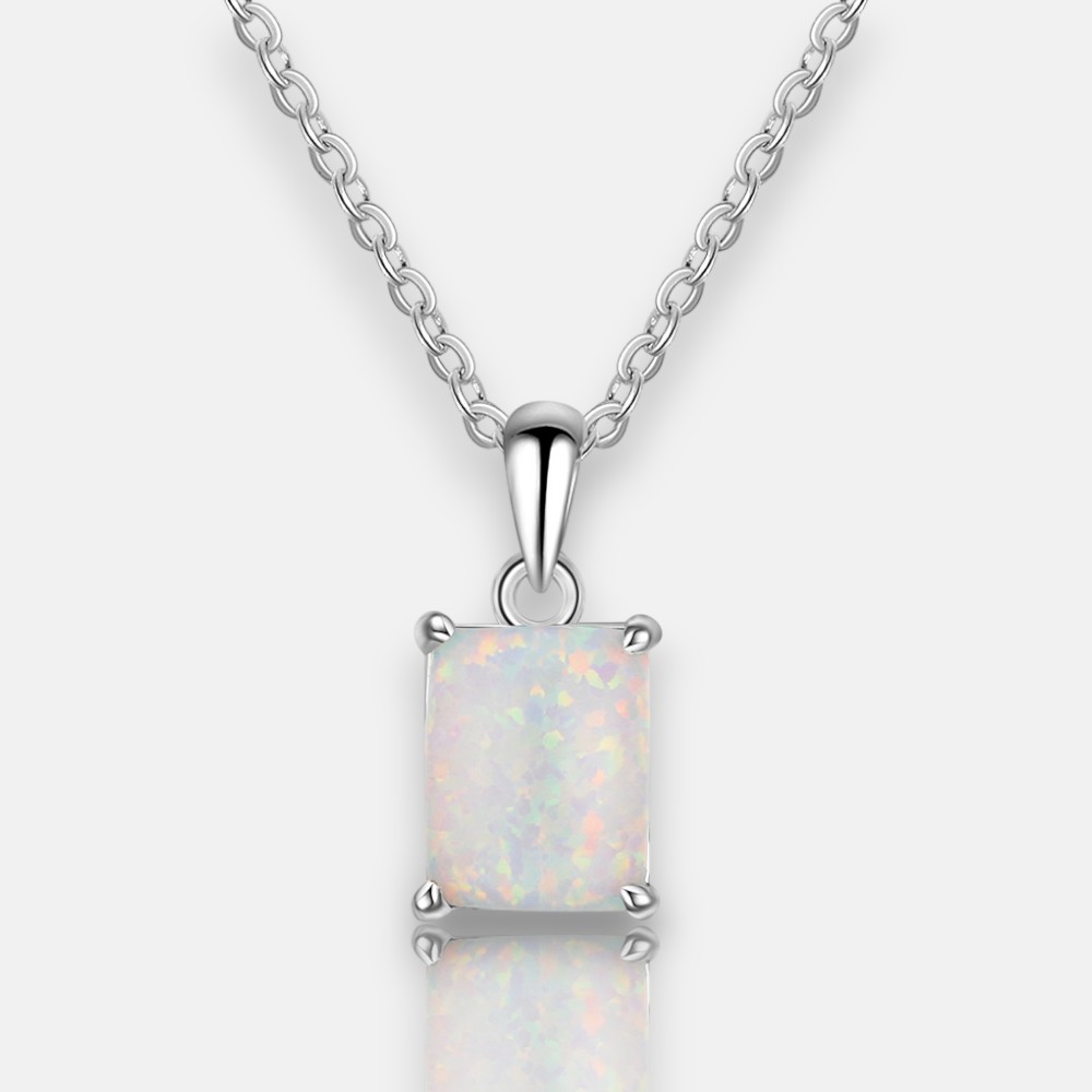 Opal Silver Necklace – Elegant S925 Silver Pendant for Women