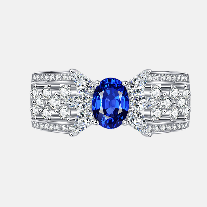 Sapphire Ring - Royal Blue Band Design in S925 Sterling Silver
