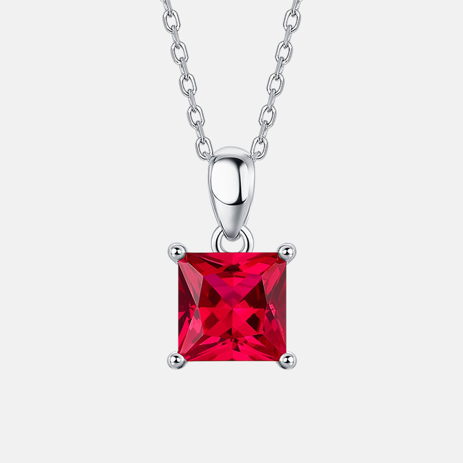 Ruby Pendant Necklace – S925 Sterling Silver Collarbone Necklace