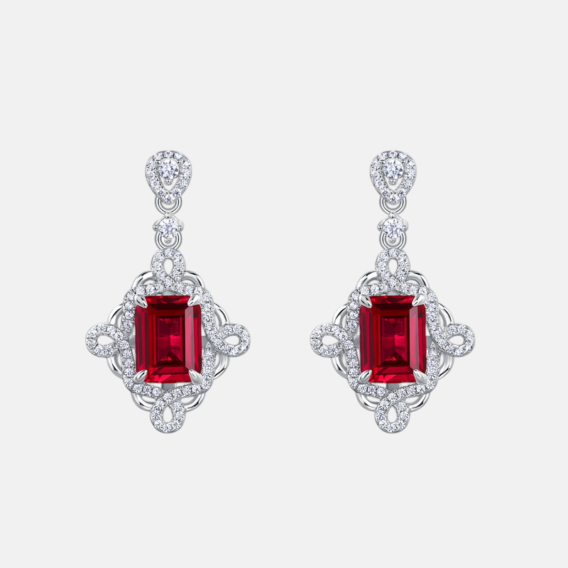 Ruby Stud Earrings-Classic Ruby Stud Earrings in 925 Sterling Silver
