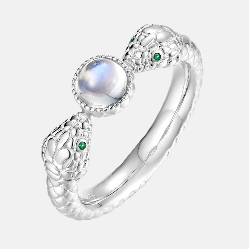 Sapphire Ring  – S925 Sterling Silver Double Snake Design