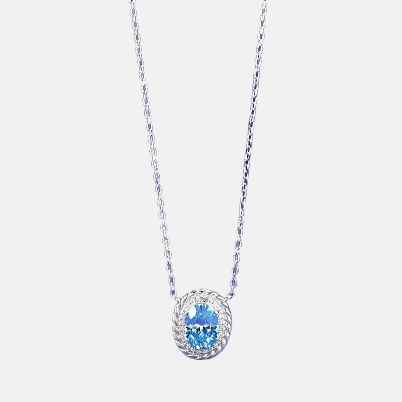 Sapphire Necklace – S925 Silver Sky Blue Elegant Pendant Jewelry