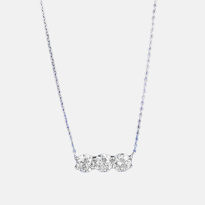 Moissanite Necklaces - Triple Round Pendant Collarbone Chain in S925 Silver