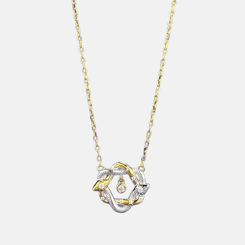 Moissanite Necklaces - Two-Tone Serpent Wrap Necklace in S925 Silver